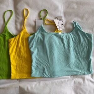 Bp Bundle - Ribbed Scoop Neck Cropped Tank Tops